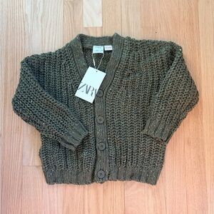 Zara Kids Chunky Knit Cardigan Sweater NWT Size 3-4Y